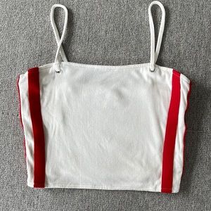 Jenni Side Stripe Rib Top in White & Red from by the way from Revolve size small